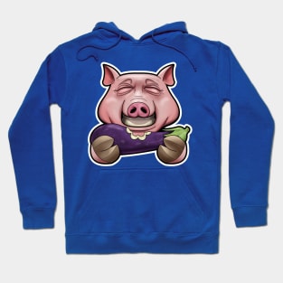 SNAX Pig eating eggplant Hoodie